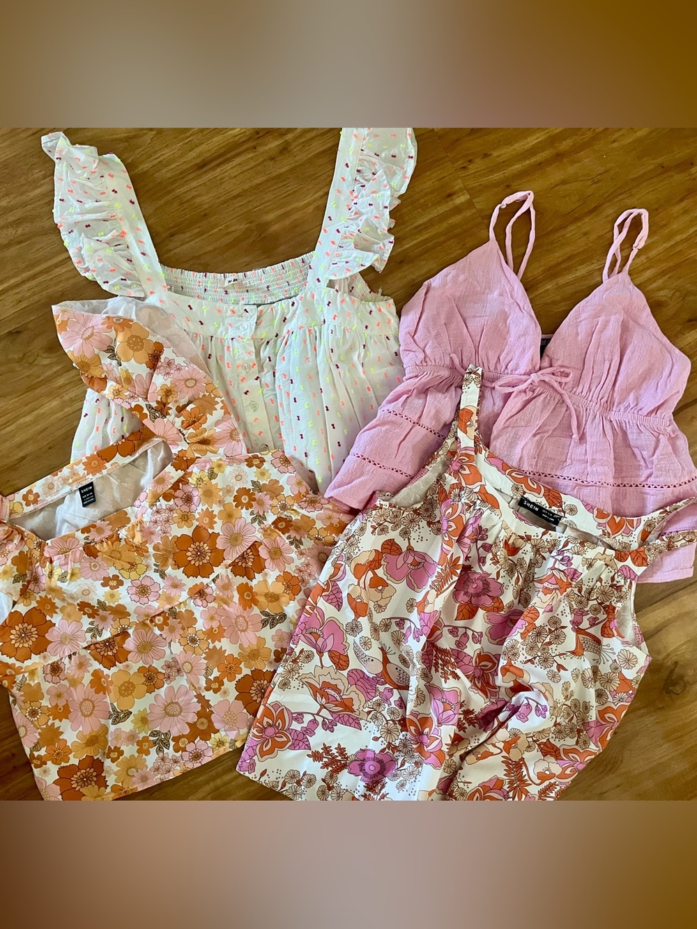 Pastel Pink & Floral Summer Tops Set